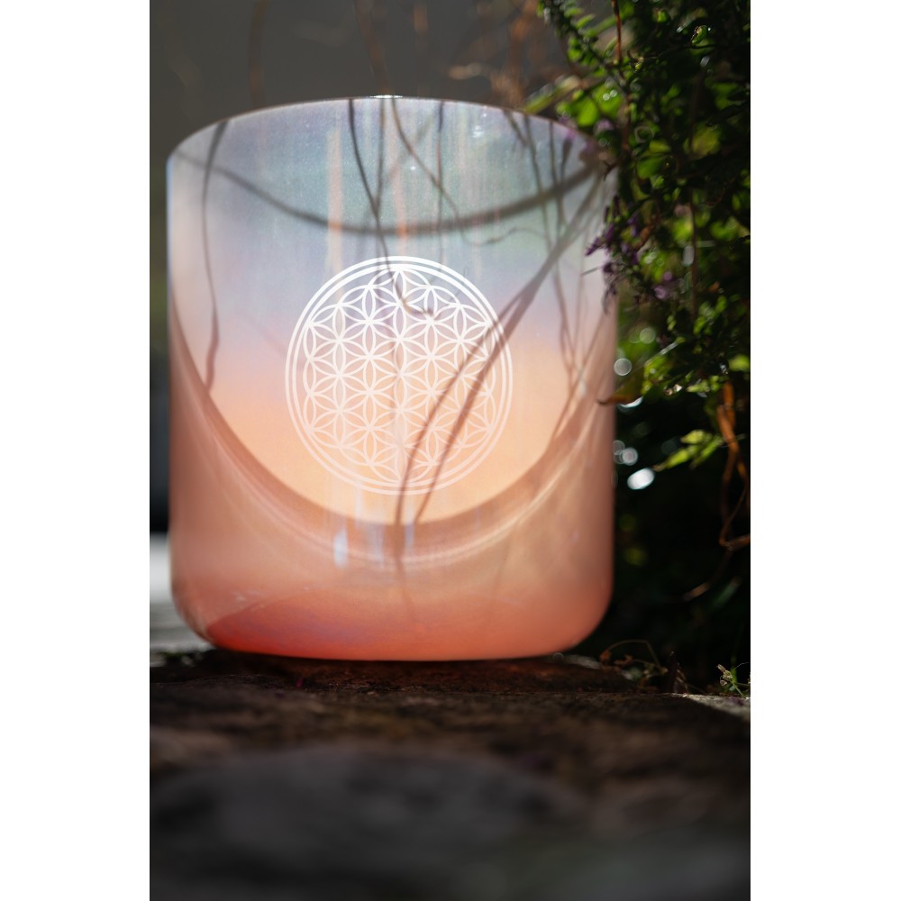 9" Співоча чаша MEINL Sonic Energy Essence Crystal Singing Bowl 128 Hz Light Rose Gold Flower of Life ECSB128FOL
