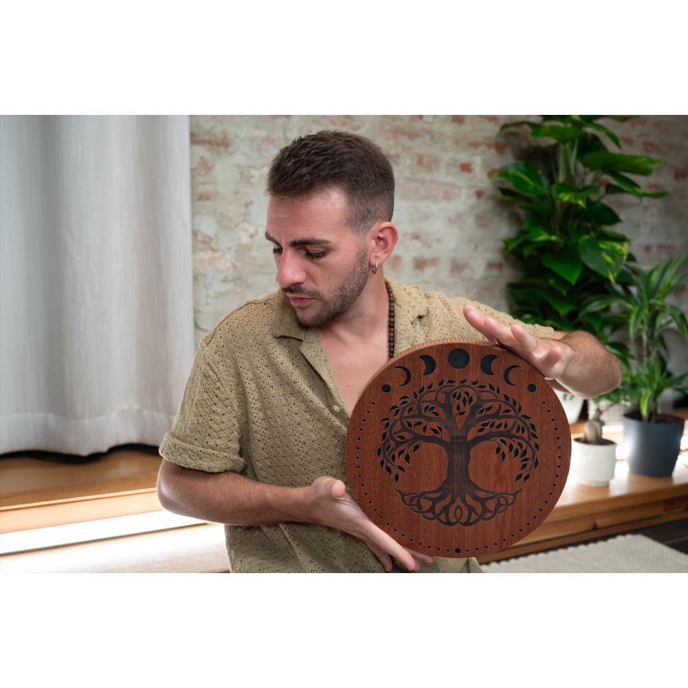 12" Рейндиск MEINL Sonic Energy Rain Disk Stream Sound Moon Phases & Tree of Life Carving RDS12MTOL