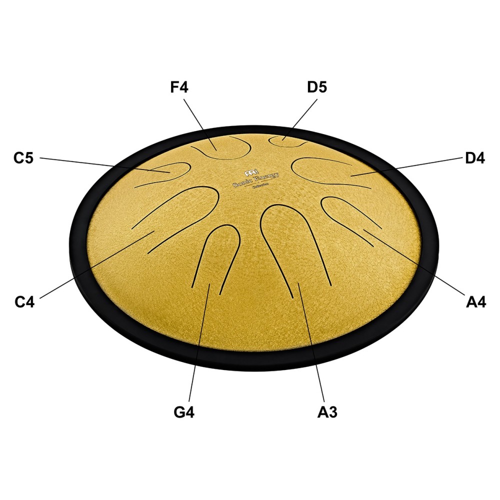 10" Глюкофон хеппі драм MEINL Sonic Energy Compact Steel Tongue Drum Gold D Minor CSTD3G