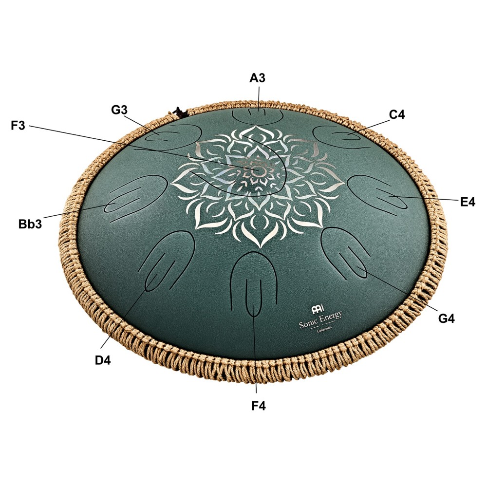 16" Глюкофон хеппі драм MEINL Sonic Energy Octave Steel Tongue Drum Dark Green F Major OSTD3DGE
