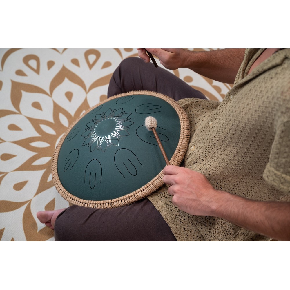 16" Глюкофон хеппі драм MEINL Sonic Energy Octave Steel Tongue Drum Dark Green F Major OSTD3DGE