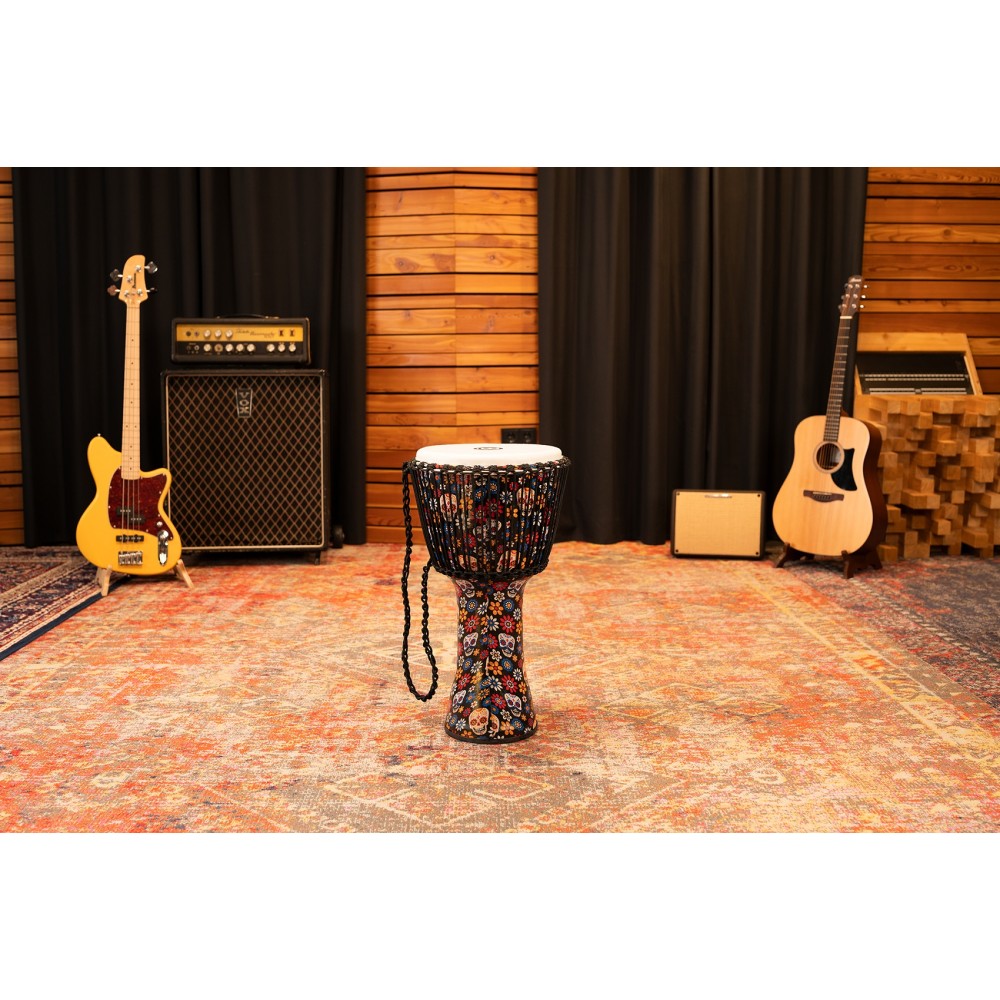 Джембе MEINL PADJ7-L-F Travel Series Rope Tuned Djembe With Synthetic Head Day Of The Dead 12"